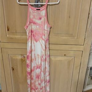 Art Class Pink/Peach and White Tie-Dye Casual Dress